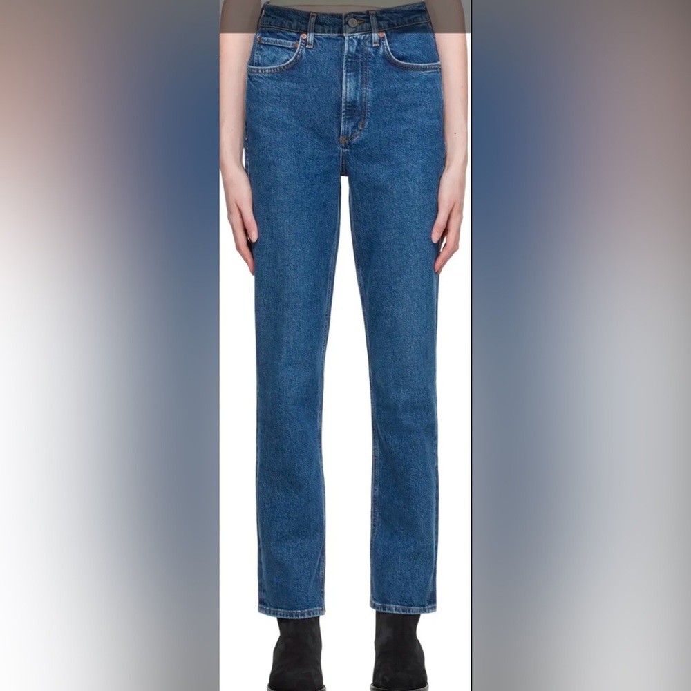 Agolde stovepipe stretch jeans in helm 26